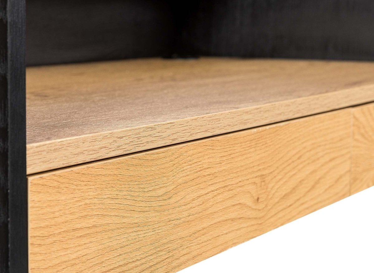 Bureau 2 tiroirs 1 étagère design industriel en bois et métal ALICE - DécoInParis