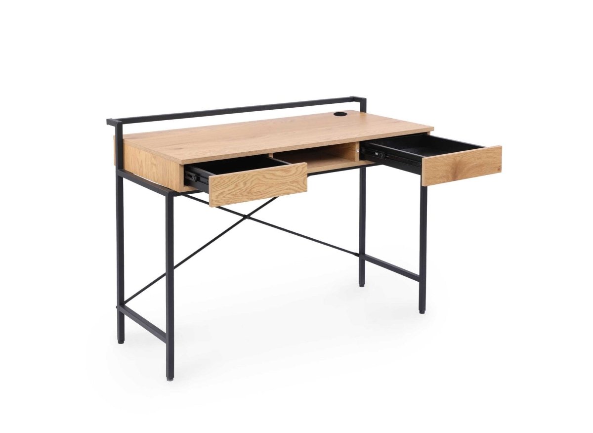 Bureau compact design industriel en bois et métal EDMOND - DécoInParis