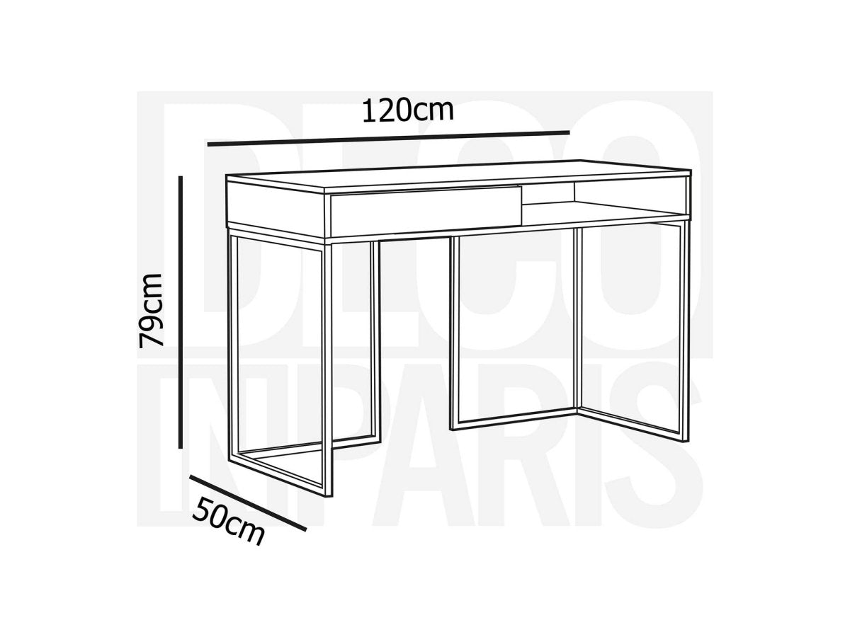 Bureau industriel avec tiroir et rangement en bois et métal COLETTE - DécoInParis