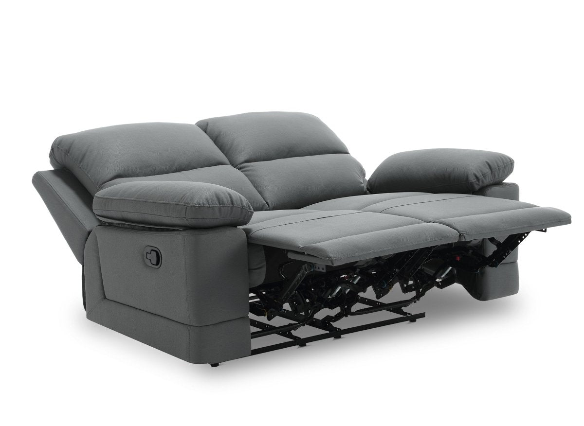 Canapé 2 places relax manuel en simili cuir gris foncé DANY - DécoInParis