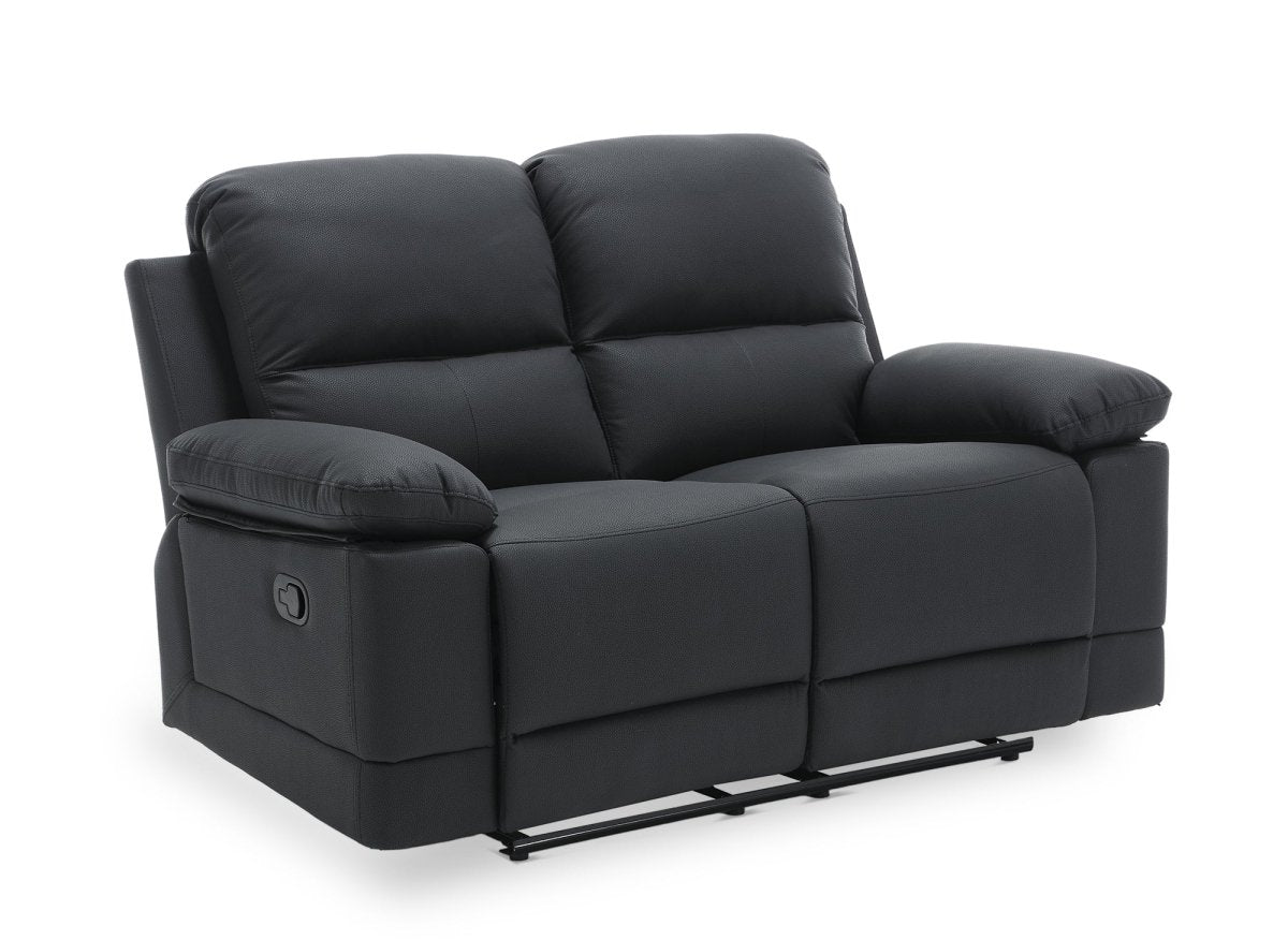 Canapé 2 places relax manuel en simili cuir noir DANY - DécoInParis