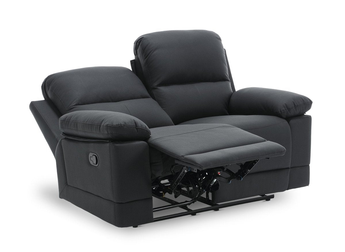 Canapé 2 places relax manuel en simili cuir noir DANY - DécoInParis
