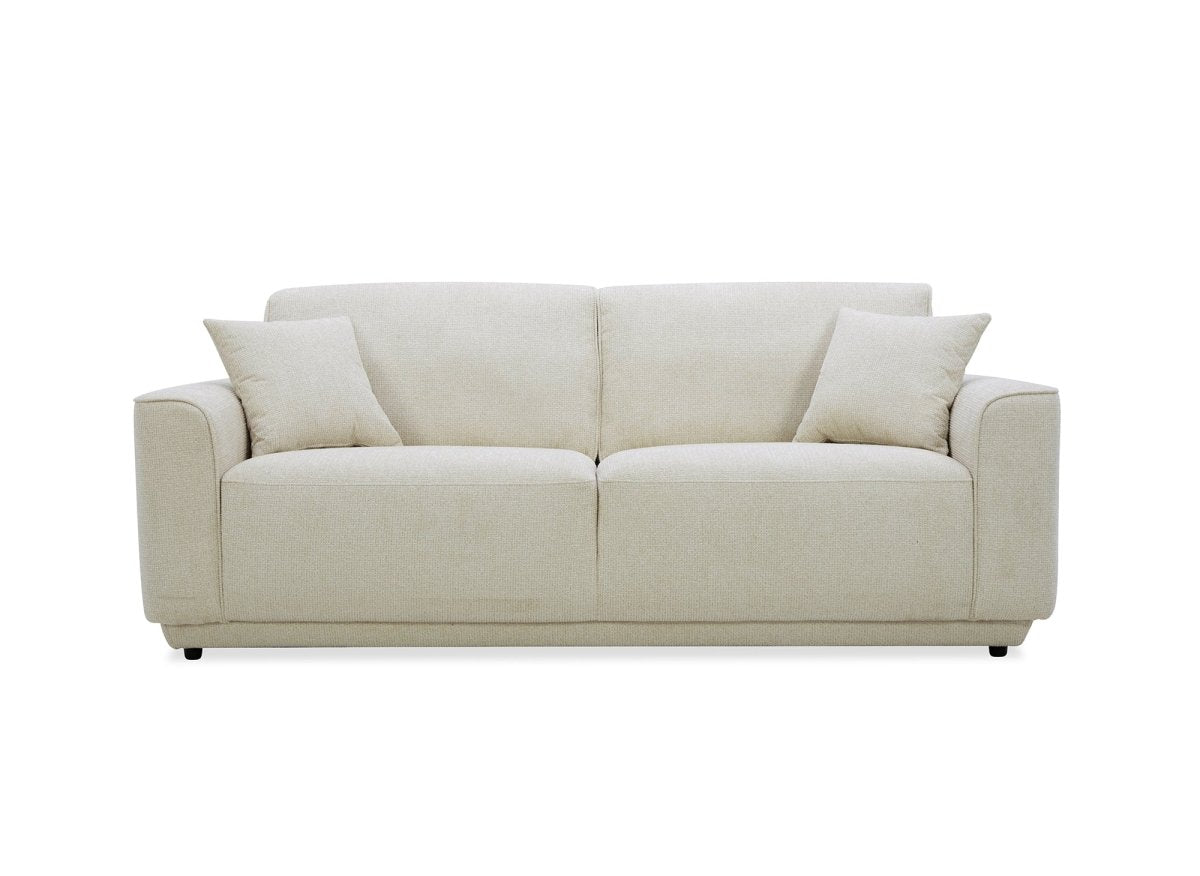 Canapé 3 places en velours chiné beige CARLOTA - DécoInParis