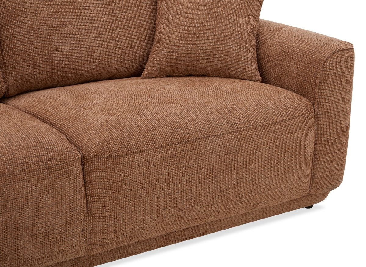 Canapé 3 places en velours chiné terracotta CARLOTA - DécoInParis