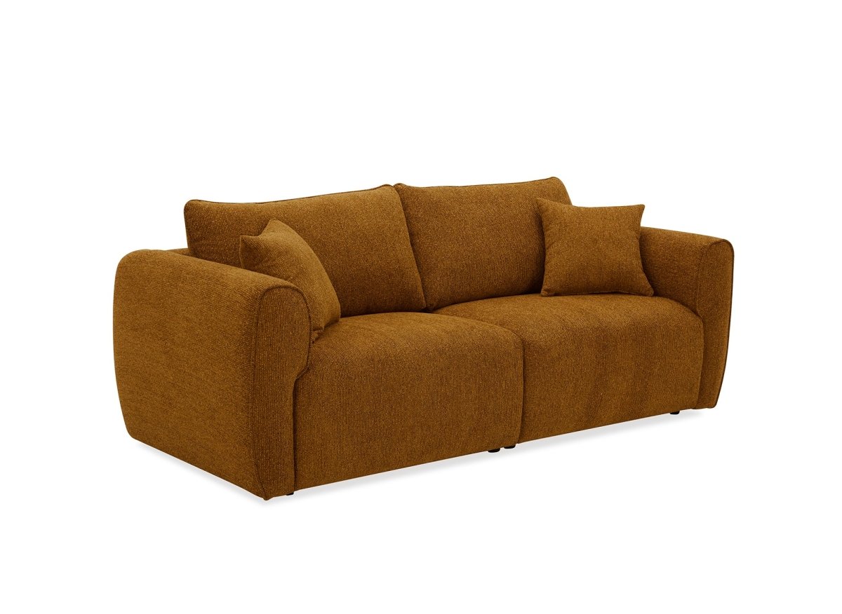Canapé 3 places en velours texturé moutarde NALYA - DécoInParis