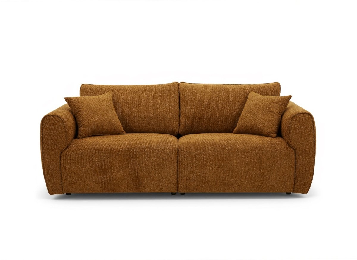 Canapé 3 places en velours texturé moutarde NALYA - DécoInParis
