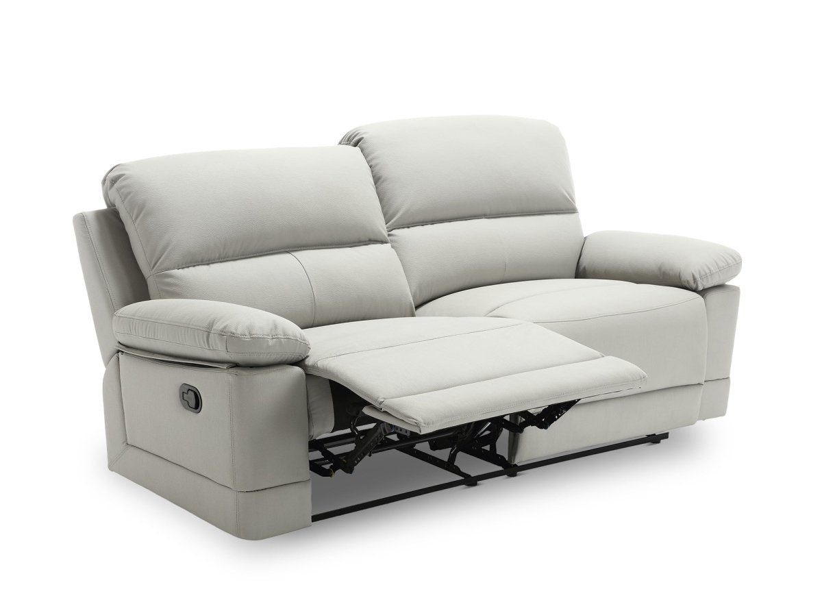 Canapé 3 places relax manuel en simili cuir gris clair DANY - DécoInParis