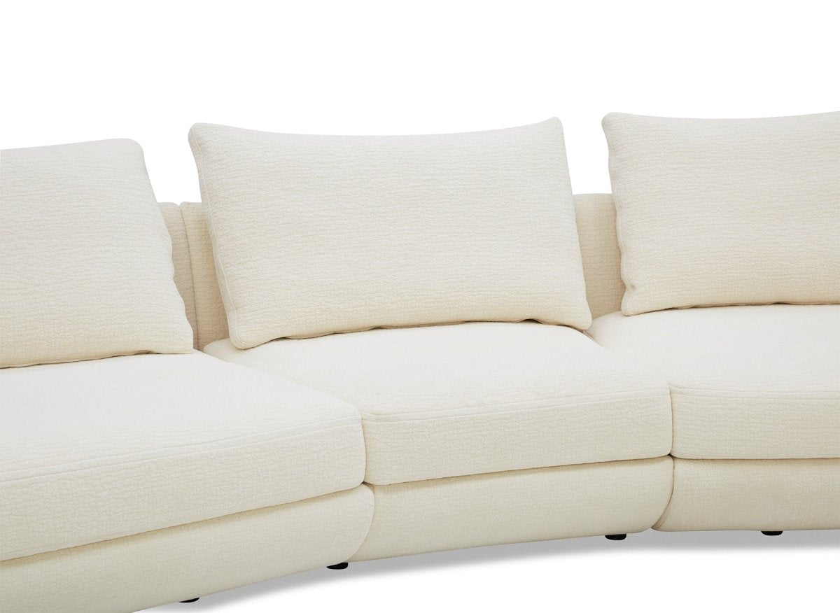 Canapé 4 places en velours tissé écru DARIUS - DécoInParis