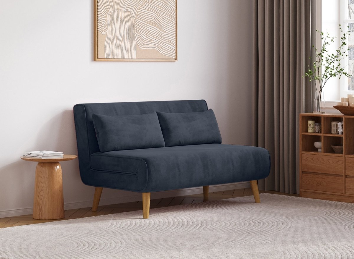 Canapé clic clac 2 places en velours gris foncé TONKA - DécoInParis