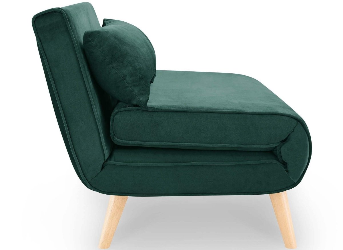 Canapé clic clac 2 places en velours vert TONKA - DécoInParis