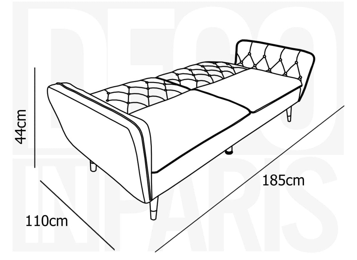 Canapé clic - clac convertible 3 places en tissu velours gris ARIANE - DécoInParis