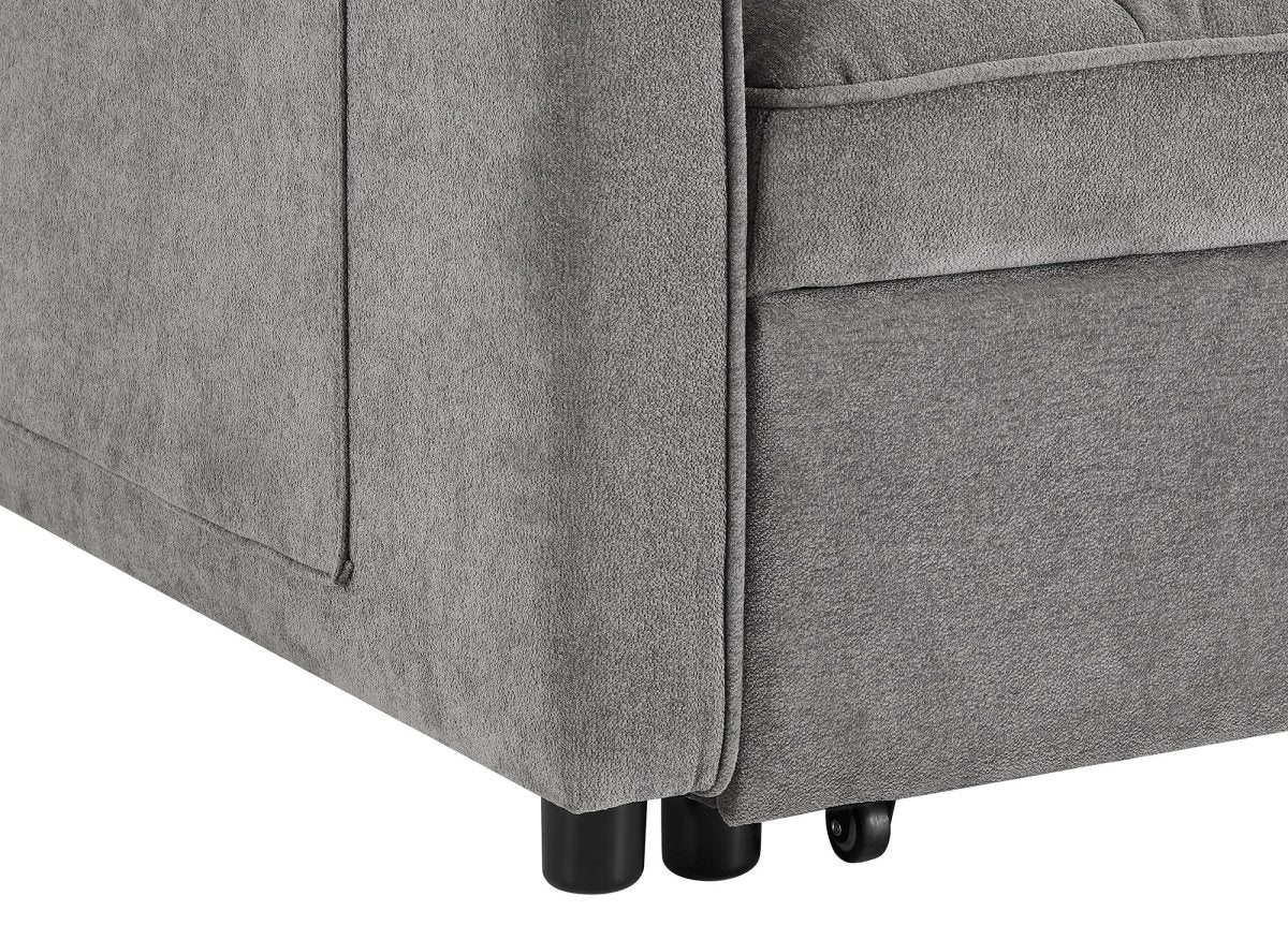 Canapé convertible 2 places en velours texturé gris JASPER - DécoInParis