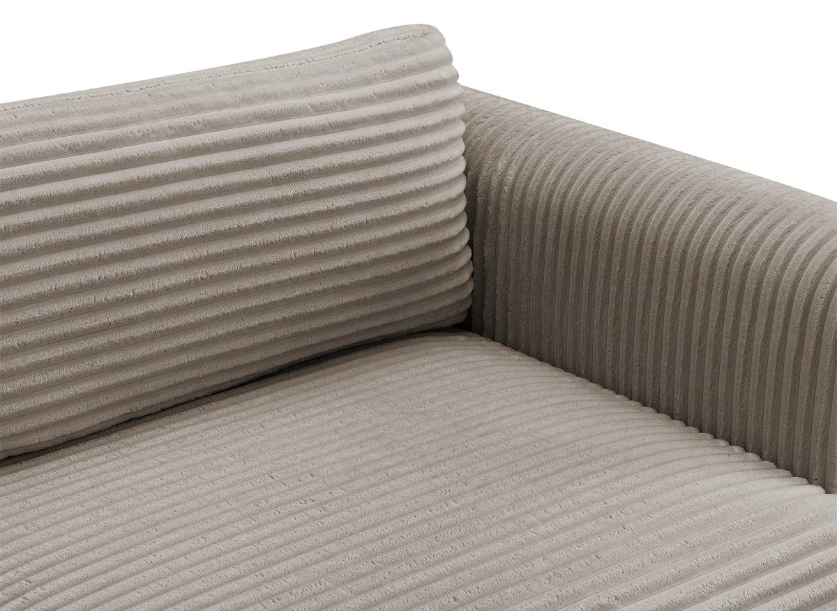 Canapé convertible 3 places avec coffre en gros côtelé doux taupe TILDA - DécoInParis