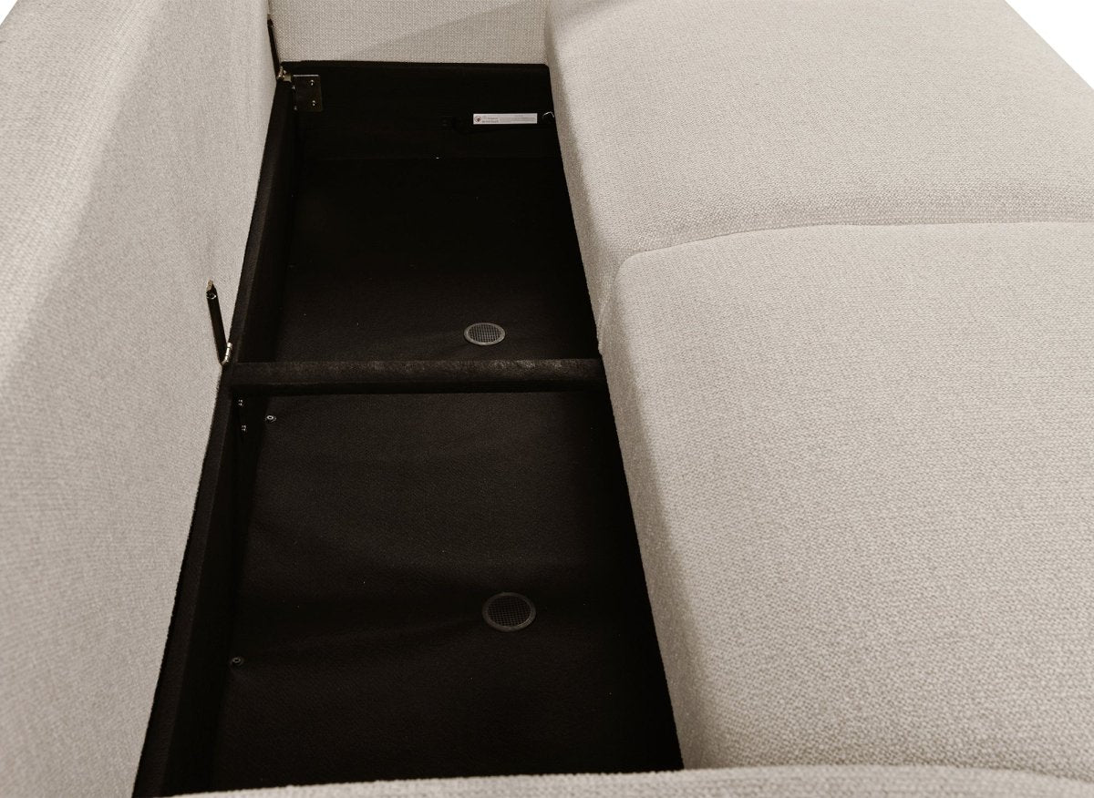 Canapé convertible 3 places en tissu bouclette beige MAYORA - DécoInParis