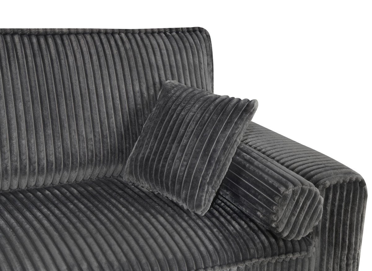 Canapé convertible 3 places en velours côtelé épais gris ALINE - DécoInParis