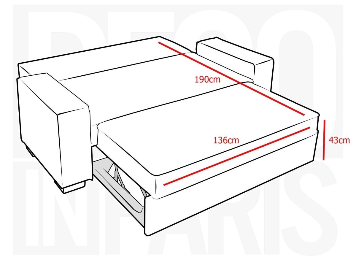 Canapé convertible 3 places gris JAMES - DécoInParis