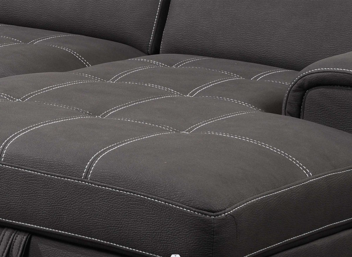 Canapé convertible et panoramique avec coffre de rangement en tissu gris OLIVER - Angle Gauche - DécoInParis