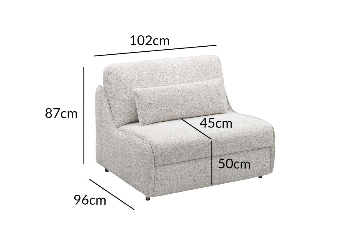 Canapé convertible express 1 place en tissu bouclette beige IMELDA - DécoInParis