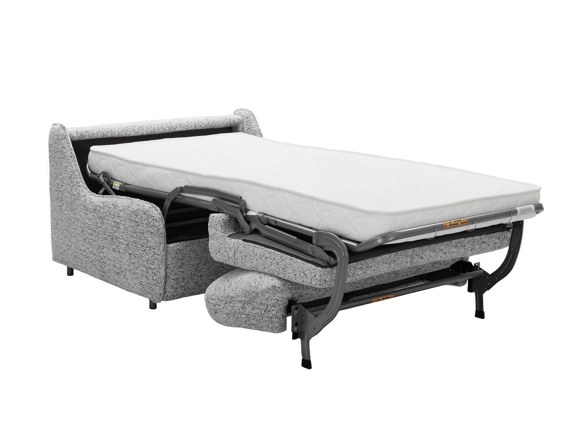 Canapé convertible express 1 place en tissu bouclette gris IMELDA - DécoInParis