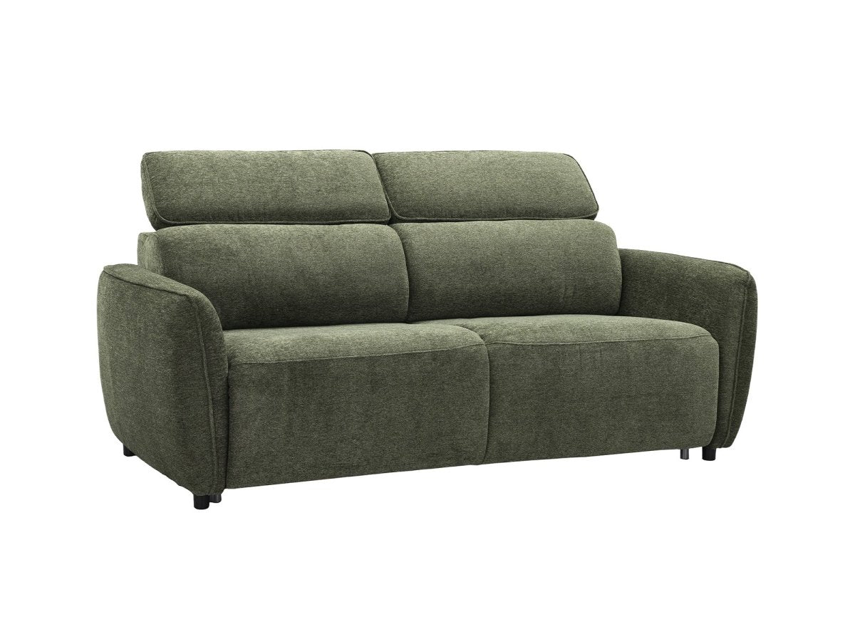 Canapé convertible express 3 places en tissu texturé vert JACINTHE - DécoInParis