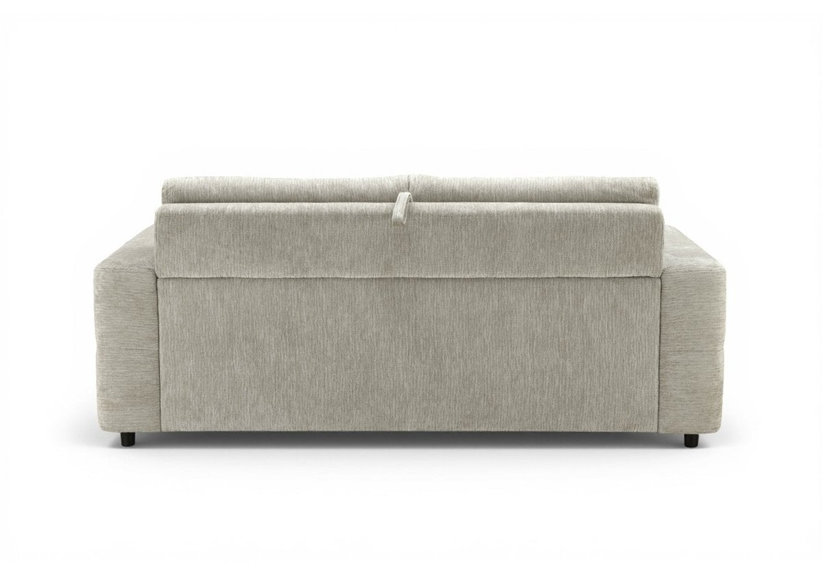 Canapé convertible express 3 places en velours chiné beige AMAURY - DécoInParis