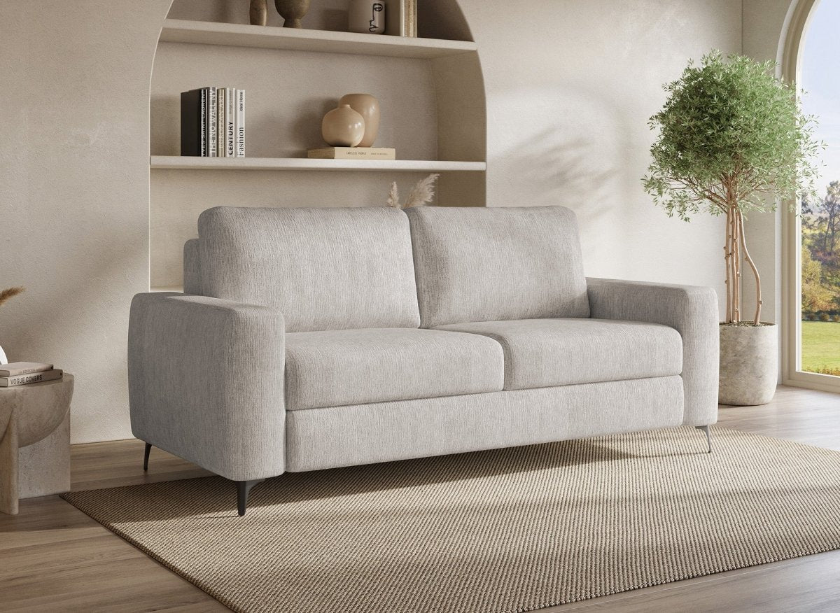 Canapé convertible express 3 places en velours chiné beige NONA - DécoInParis