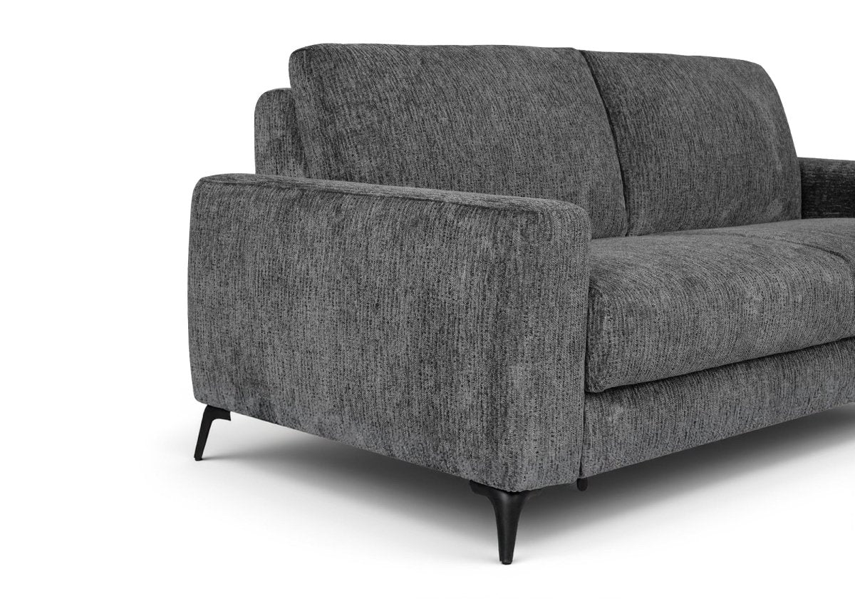 Canapé convertible express 3 places en velours chiné gris foncé NONA - DécoInParis