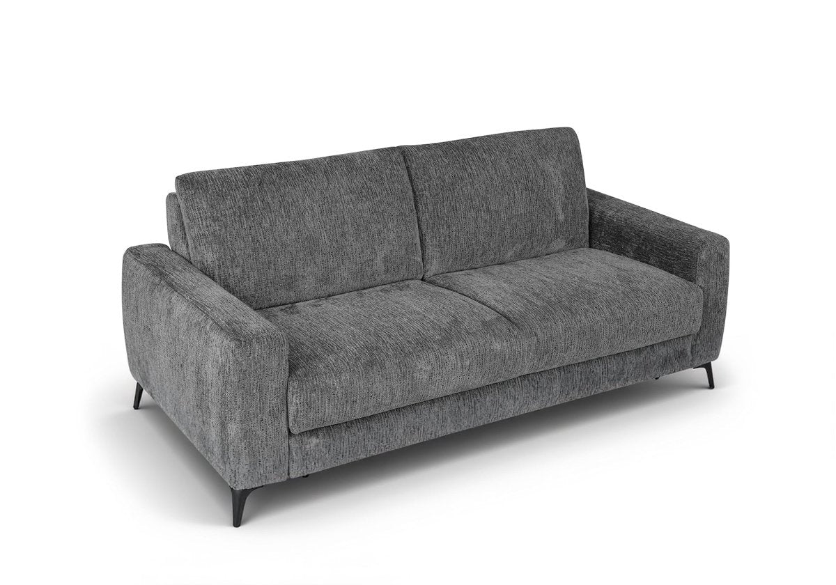 Canapé convertible express 3 places en velours chiné gris foncé NONA - DécoInParis