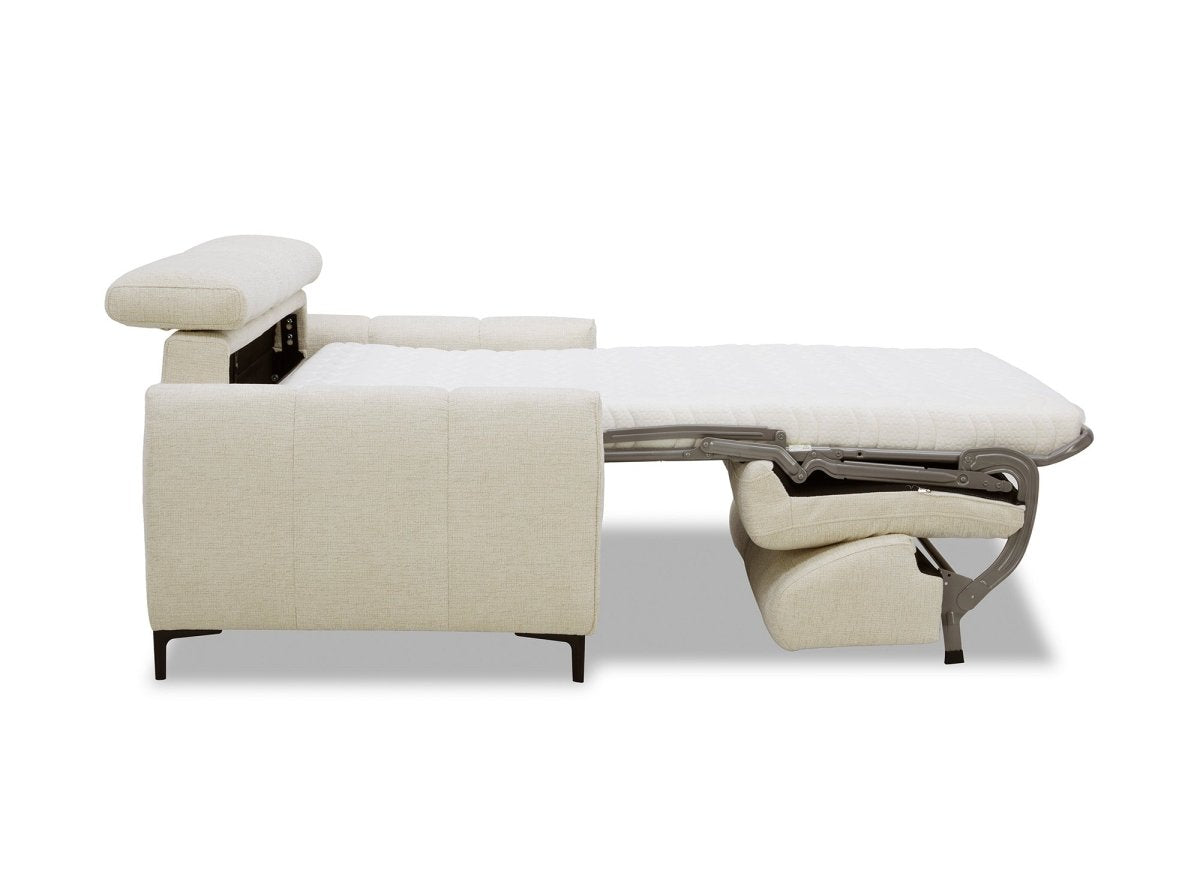 Canapé convertible express 3 places en velours texturé beige CALEB - DécoInParis