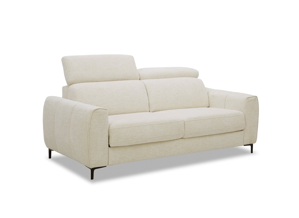 Canapé convertible express 3 places en velours texturé beige CALEB - DécoInParis
