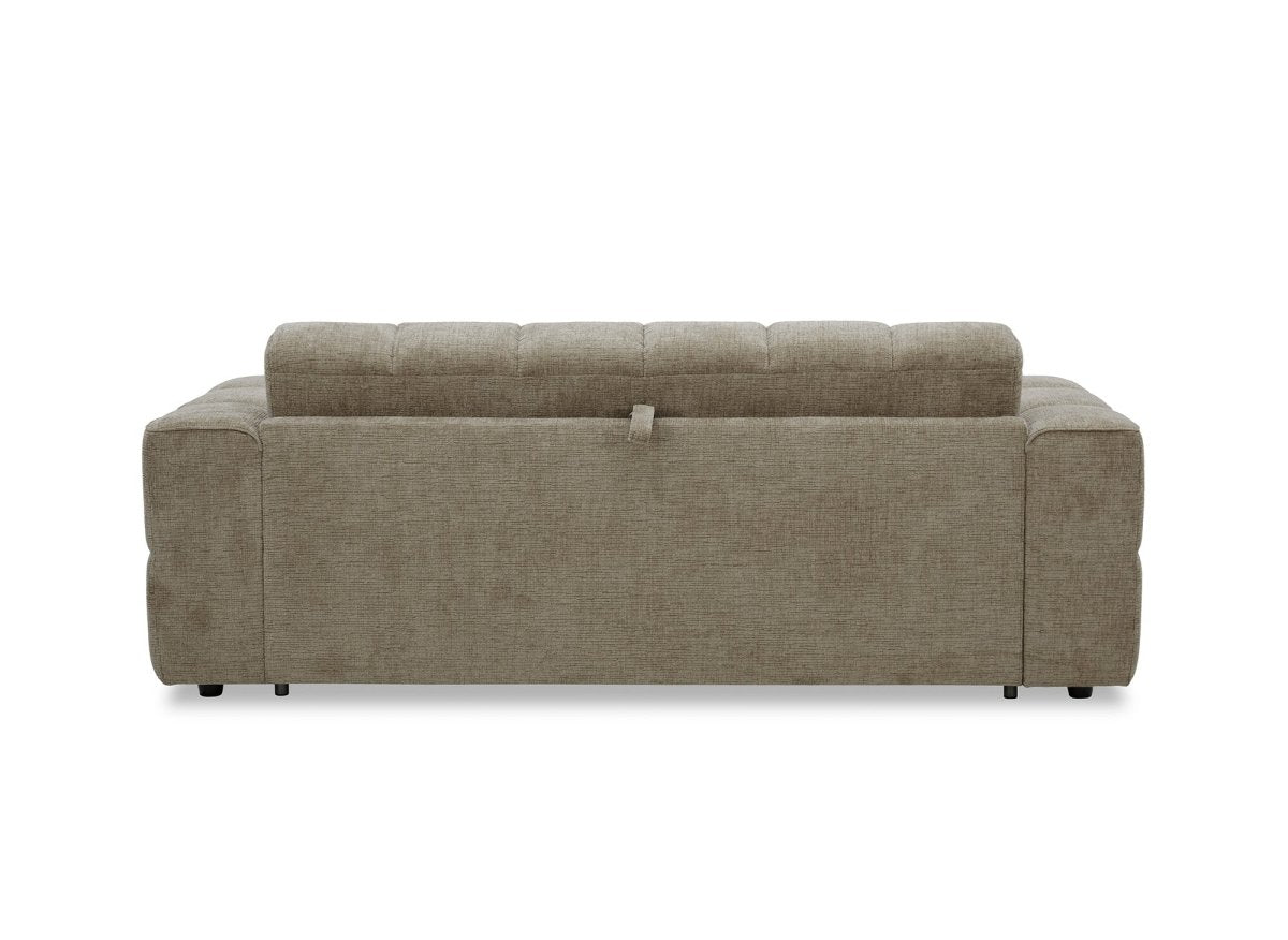 Canapé convertible express 3 places en velours texturé taupe BASILE - DécoInParis