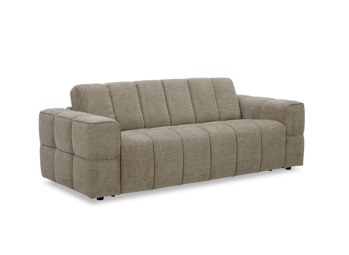 Canapé convertible express 3 places en velours texturé taupe BASILE - DécoInParis