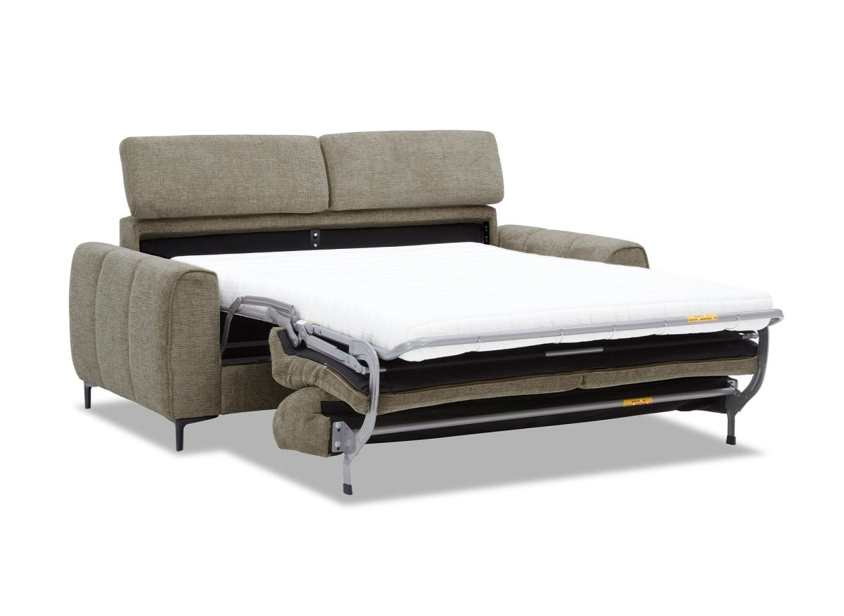 Canapé convertible express 3 places en velours texturé taupe CALEB - DécoInParis