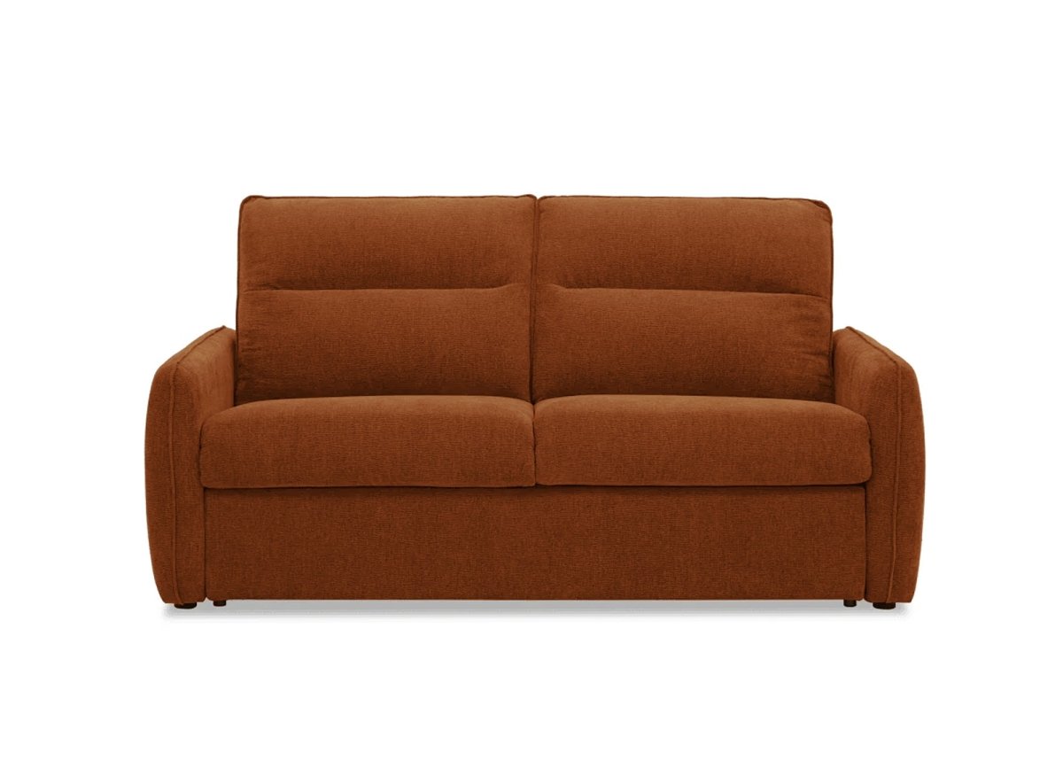 Canapé convertible express 3 places matelas 15 cm en tissu texturé terracotta ADILIO - DécoInParis