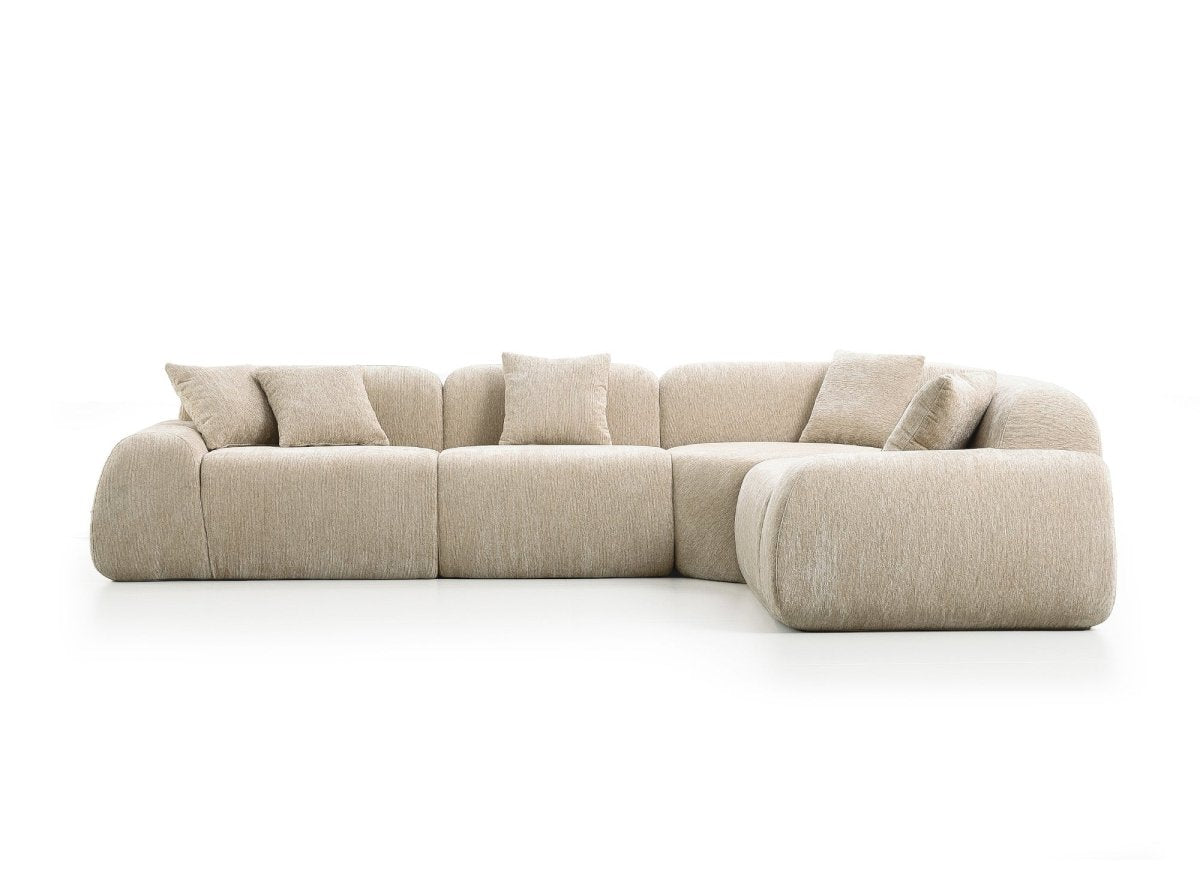Canapé d'angle 4 places en velours chiné taupe RAMIRO - DécoInParis