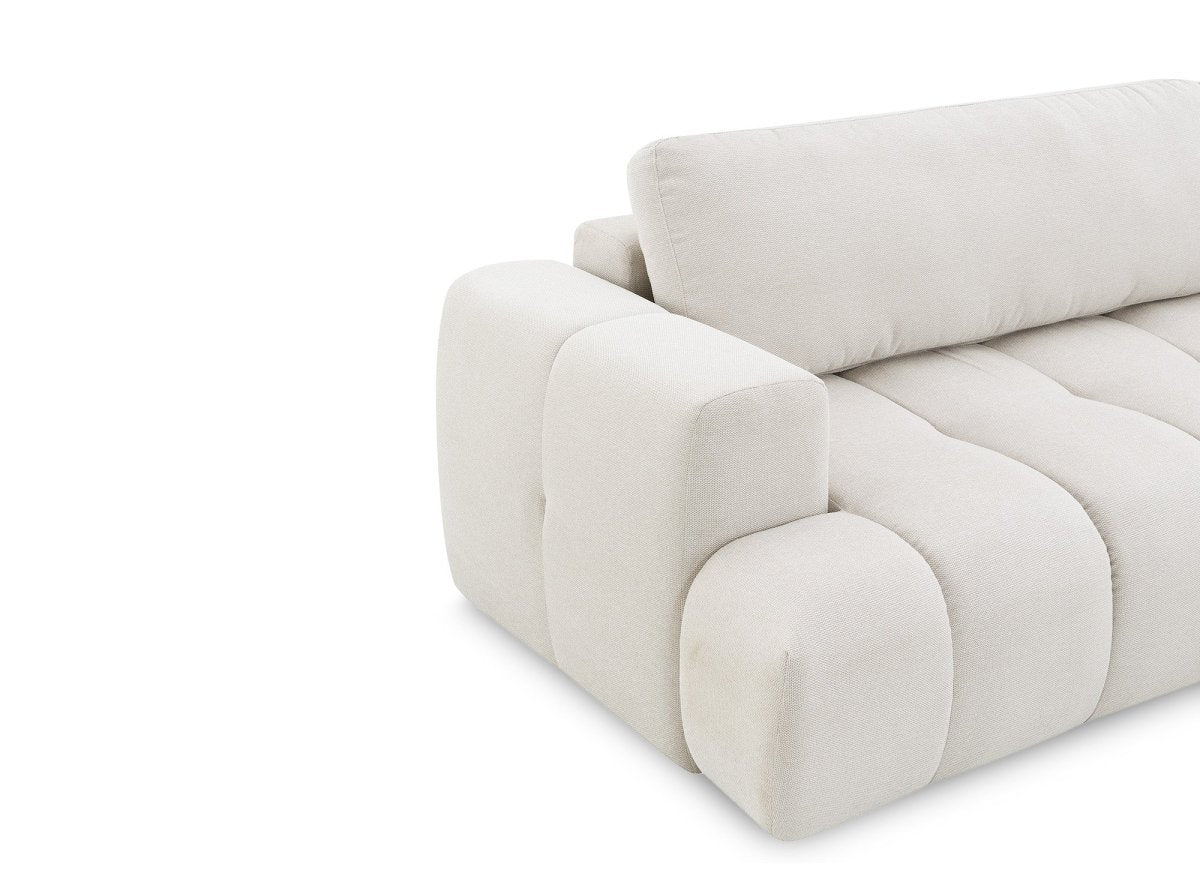 Canapé d'angle convertible avec coffre en tissu beige HAVEN - Angle droit - DécoInParis