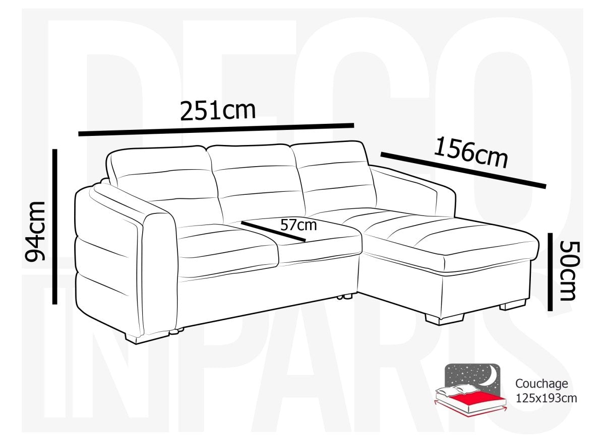 Canapé d'angle convertible avec coffre en tissu bouclette gris clair CALANDRA - Angle droit - DécoInParis