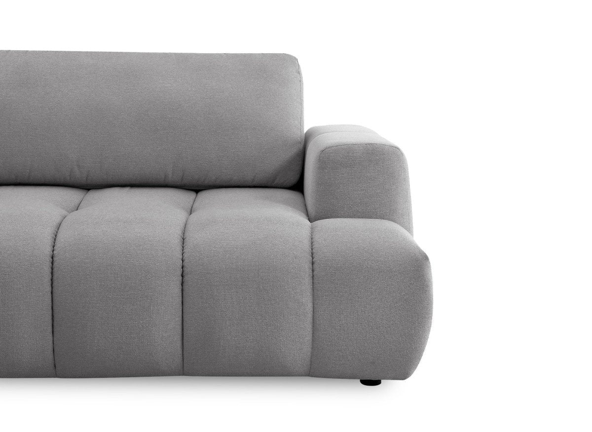 Canapé d'angle convertible avec coffre en tissu gris HAVEN - Angle gauche - DécoInParis