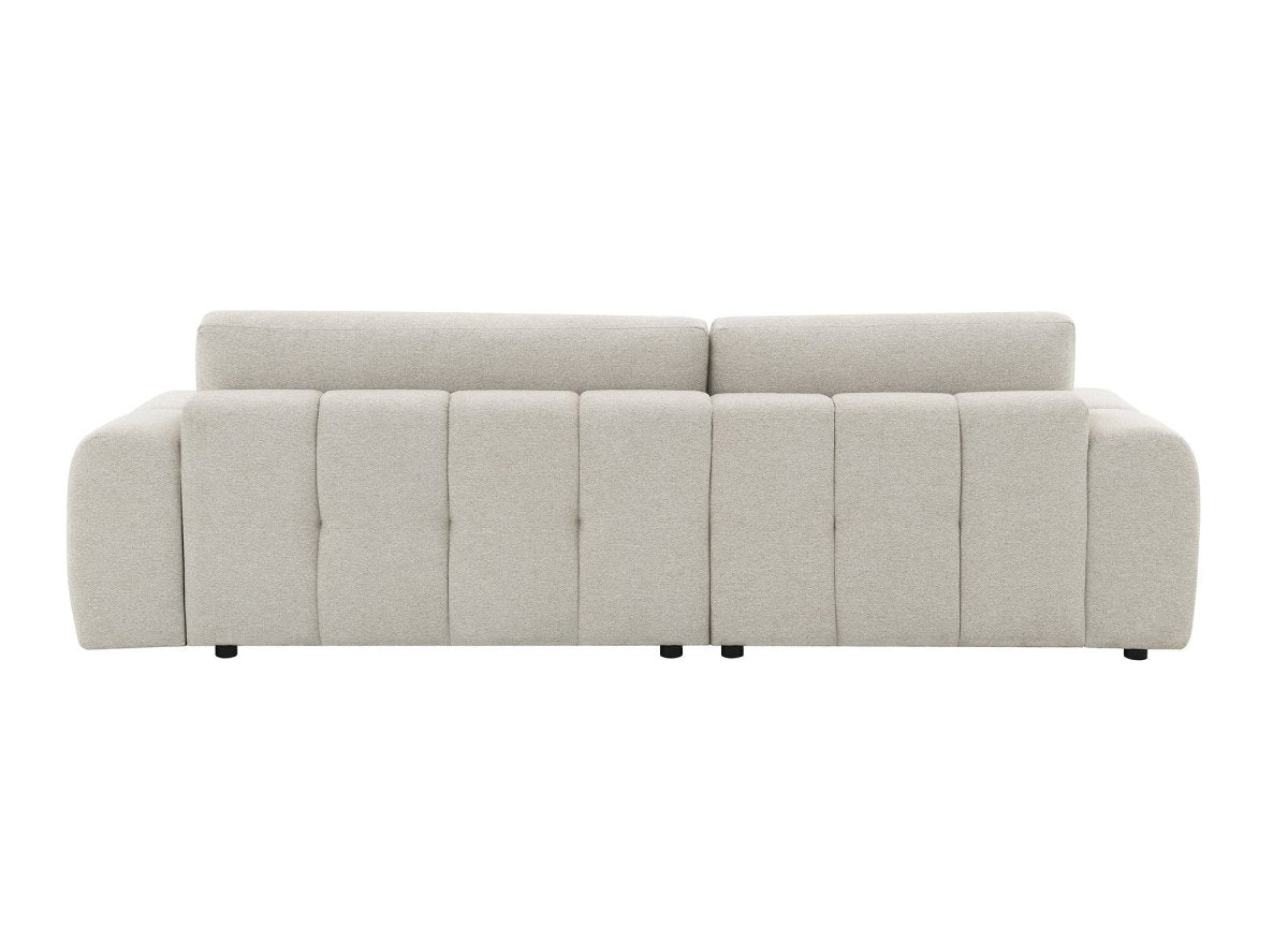 Canapé d'angle convertible avec coffre en tissu texturé beige BERENICE - Angle gauche - DécoInParis