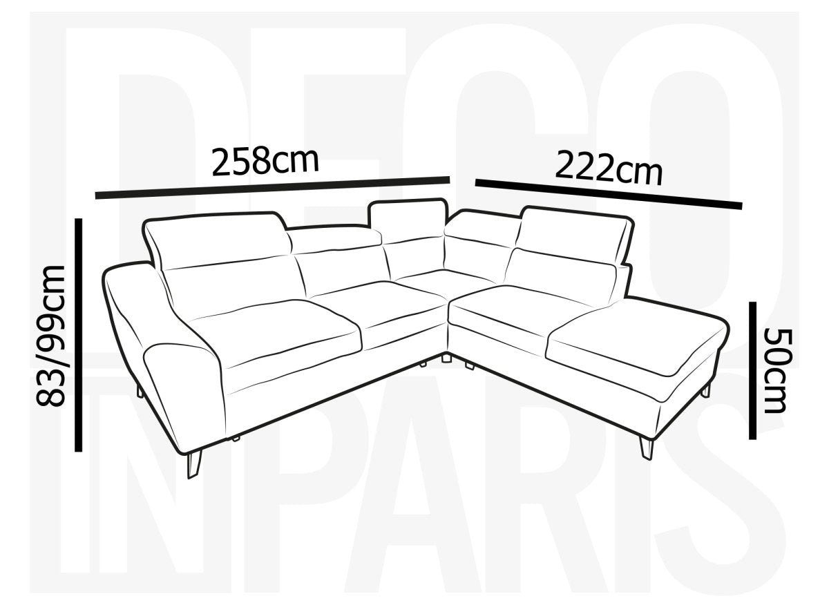 Canapé d'angle convertible avec coffre en velours côtelé épais beige DALTON - Angle droit - DécoInParis