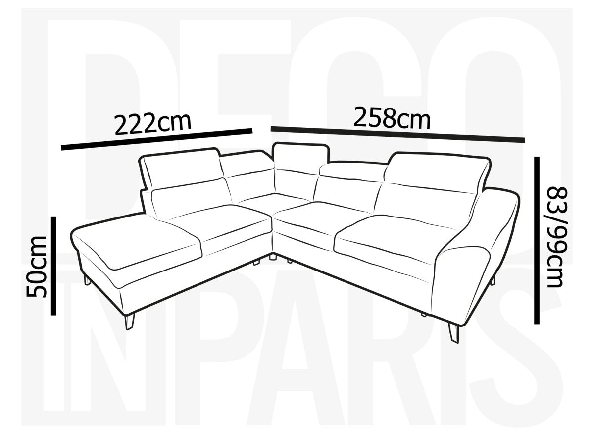 Canapé d'angle convertible avec coffre en velours côtelé épais gris DALTON - Angle gauche - DécoInParis