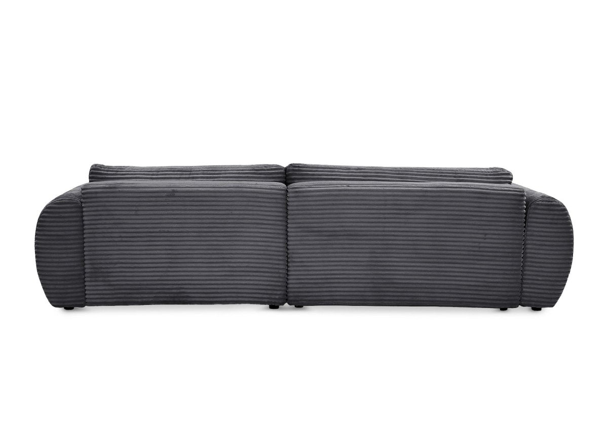Canapé d'angle convertible avec coffre en velours gros côtelé doux gris TILDA - Angle droit - DécoInParis