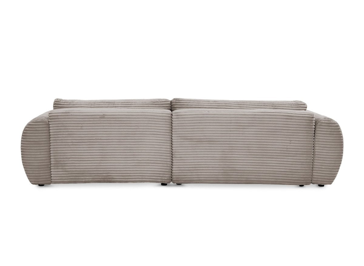 Canapé d'angle convertible avec coffre en velours gros côtelé doux taupe TILDA - Angle droit - DécoInParis