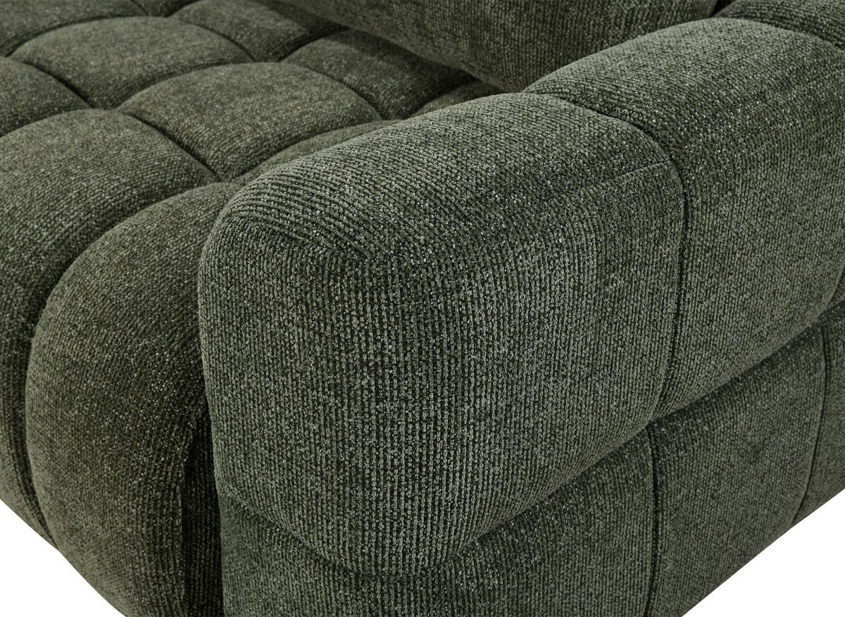 Canapé d'angle convertible avec coffres en velours texturé vert olive NAELIE - Angle gauche - DécoInParis