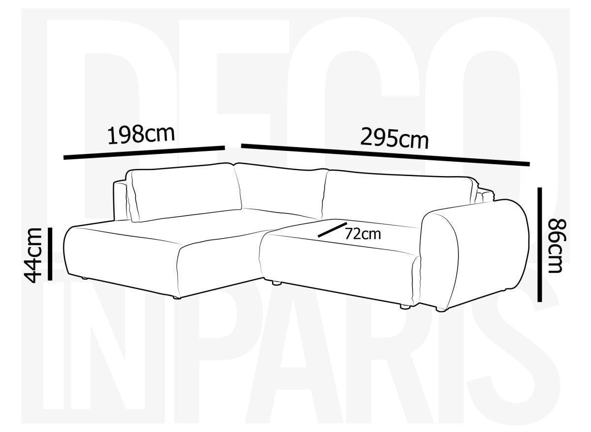 Canapé d'angle convertible avec méridienne et coffre en gros côtelé terracotta TILDA - Angle gauche - DécoInParis