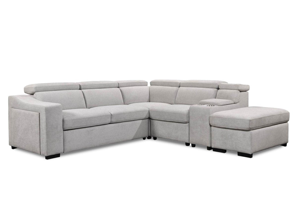 Canapé d'angle convertible en tissu beige DEREK XL - Angle droit - DécoInParis