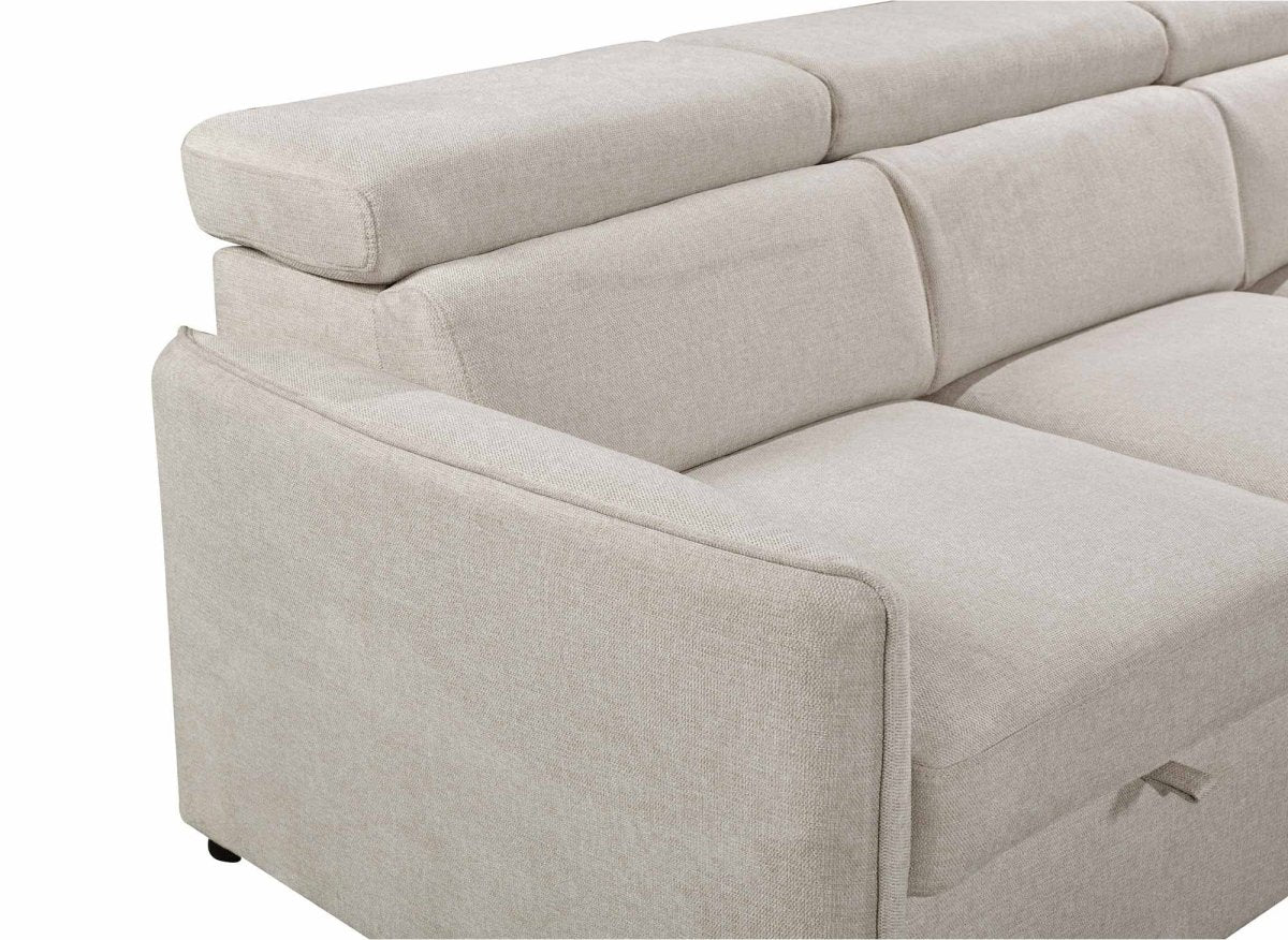 Canapé d'angle convertible en tissu beige NAIROBI - Angle droit - DécoInParis