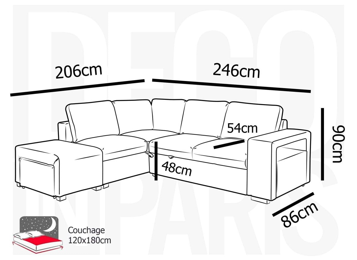 Canapé d'angle convertible en tissu gris foncé ALBAN - Angle gauche - DécoInParis