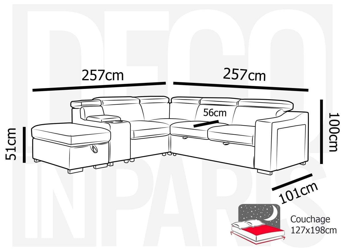 Canapé d'angle convertible en tissu gris foncé DEREK XL - Angle gauche - DécoInParis