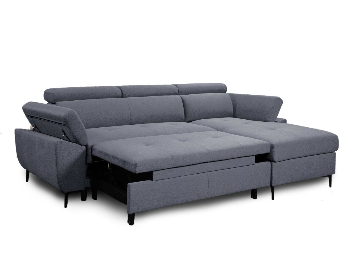 Canapé d'angle convertible en tissu gris foncé MONICA - Angle droit - DécoInParis